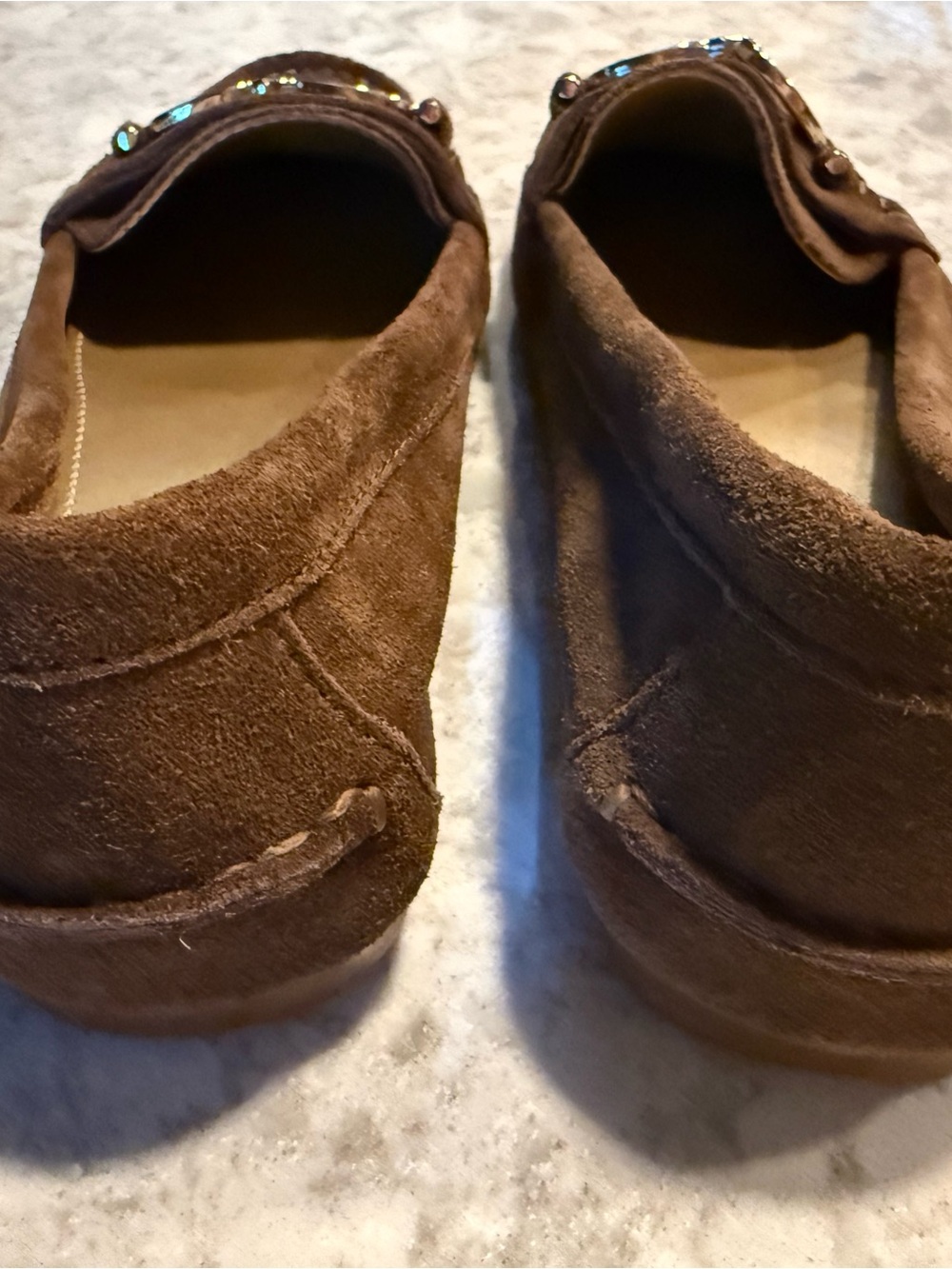 Coach Brown Suede Loafers with Signature Chain-Link Accent Women’s Sz 7.5 - Picture 2 of 5